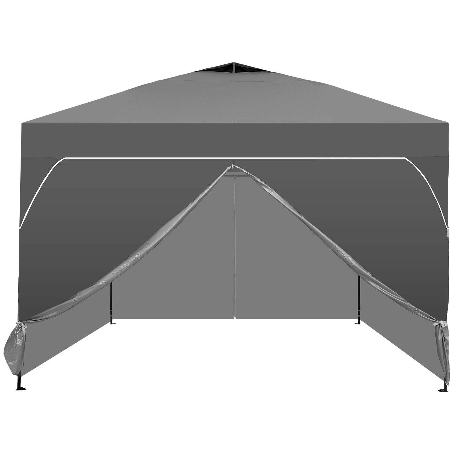 Alt View 3. Ainfox - Ainfox 12x12 Pop Up Canopy Outside Canopy with Wheeled Carry Bag SandBags and Ground Nails - gray.