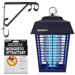 Flowtron - Outdoor Bug Zapper Covers 1/2 Acre with 15W Bulb, 5600V Grid, Bracket & Attractant Cartridge - Black