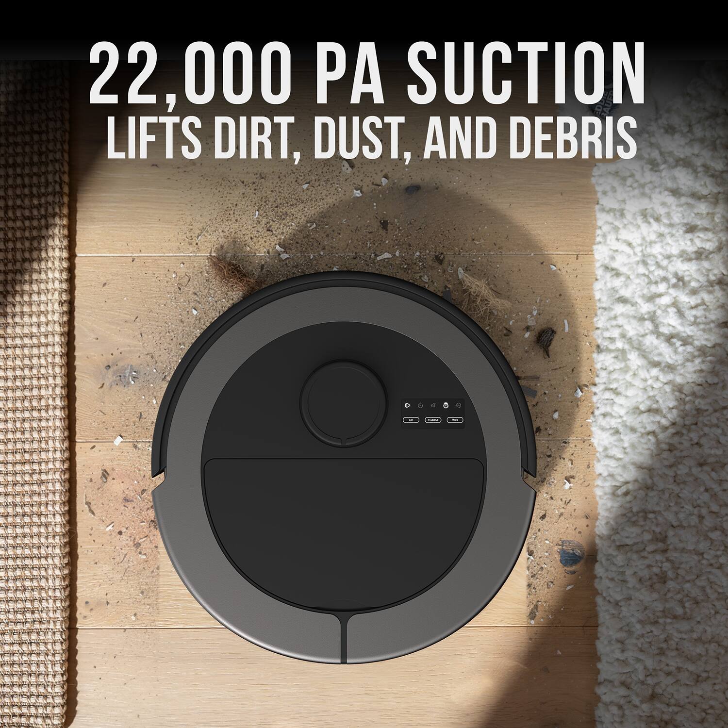 22,000 PA SUCTION LIFTS DIRT, DUST, AND DEBRIS