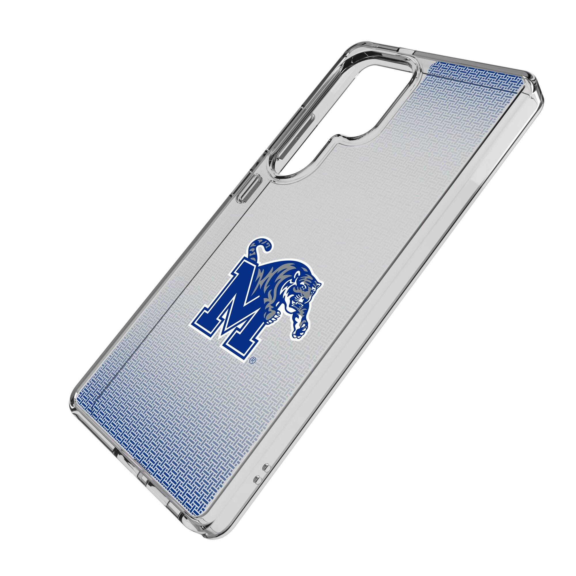 Alt View 1. Keyscaper - Memphis Tigers Linen Logo Galaxy Clear Case - S25 - Multicolor.