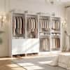 Front. Aheaplus - 98'' Walk-in Closet Organizer System, 4 Piece Wardrobe Set with 6 Drawers, 6 Hanging Rods & Adjustable Shelves - White.