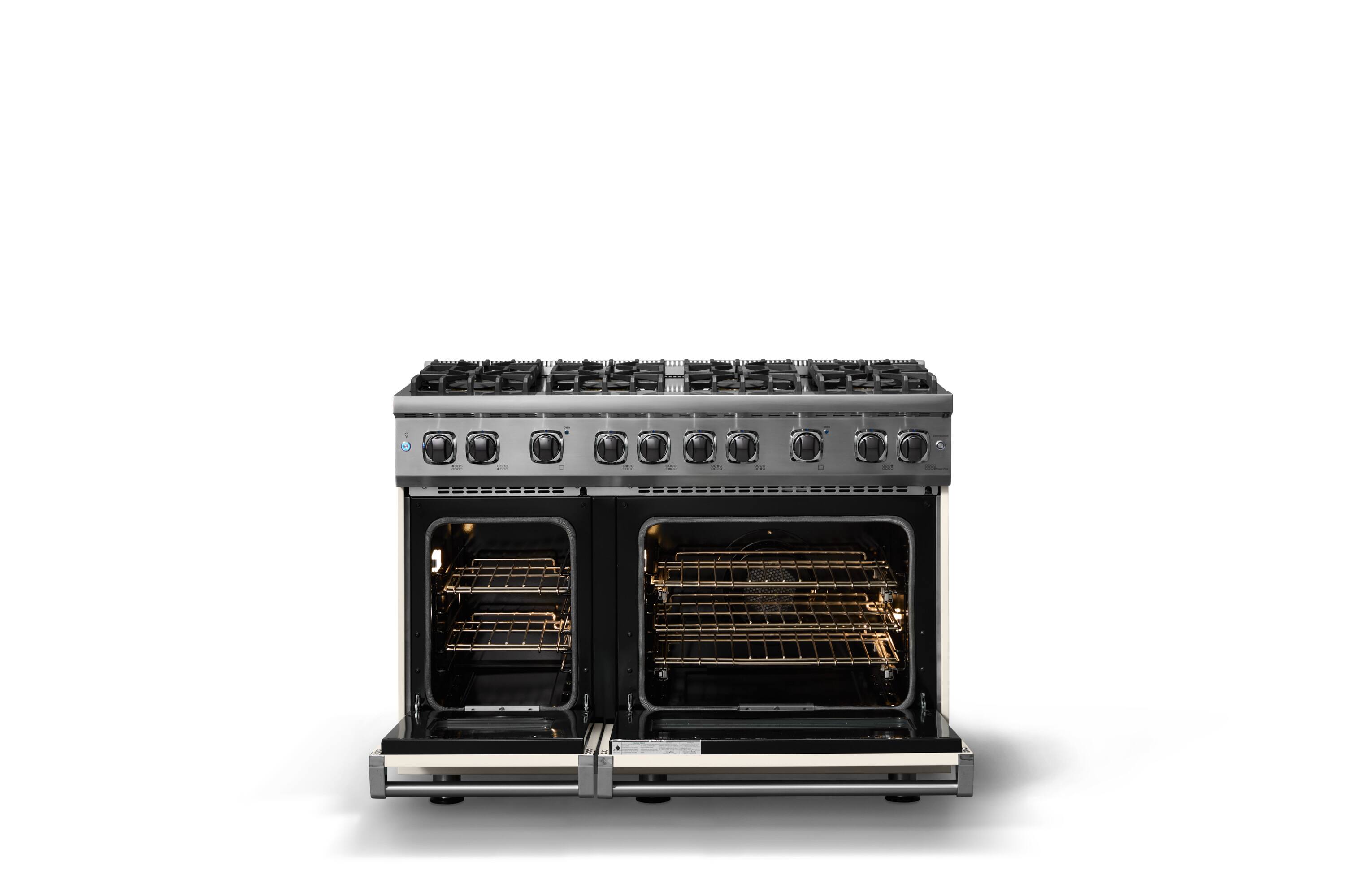 Alt View 3. Viking - 6.1 Cu. Ft. Professional 5 Series Freestanding Double Oven Liquid Propane Gas Convection 8 Burner Range - Pure White.