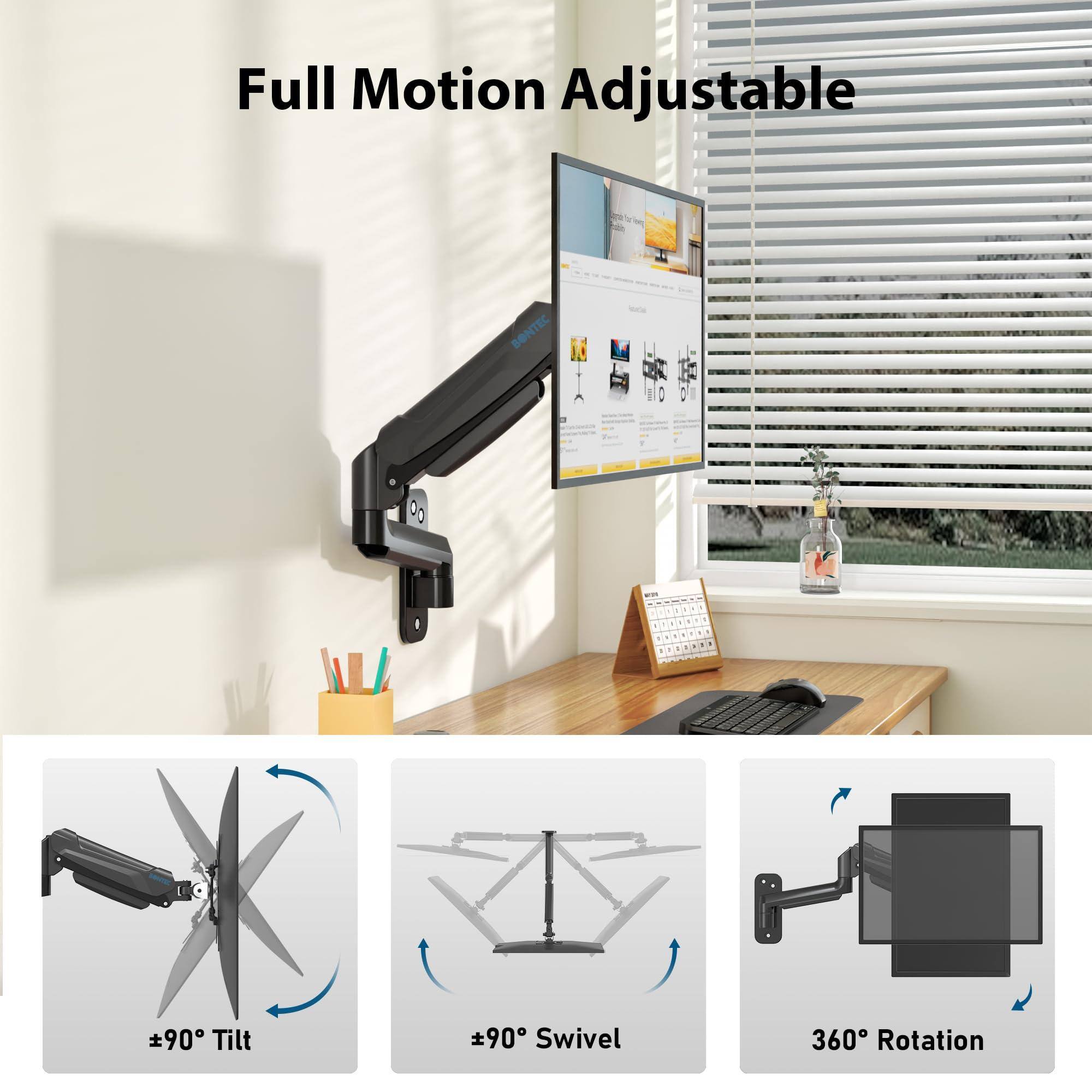 Full Motion Adjustable

±90° Tilt

±90° Swivel

360° Rotation