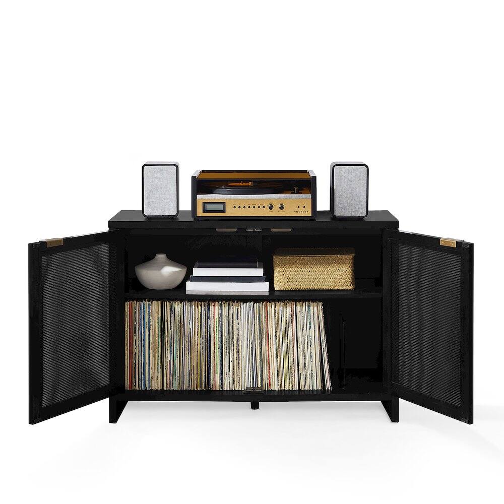 Alt View 1. Crosley Furniture - Kenji Record Player Cabinet With Vinyl Storage - Black.