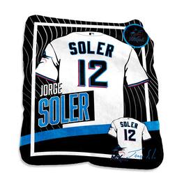 Logo Brands - Jorge Soler Miami Marlins Game Day Player Raschel Throw Blanket - Multicolor