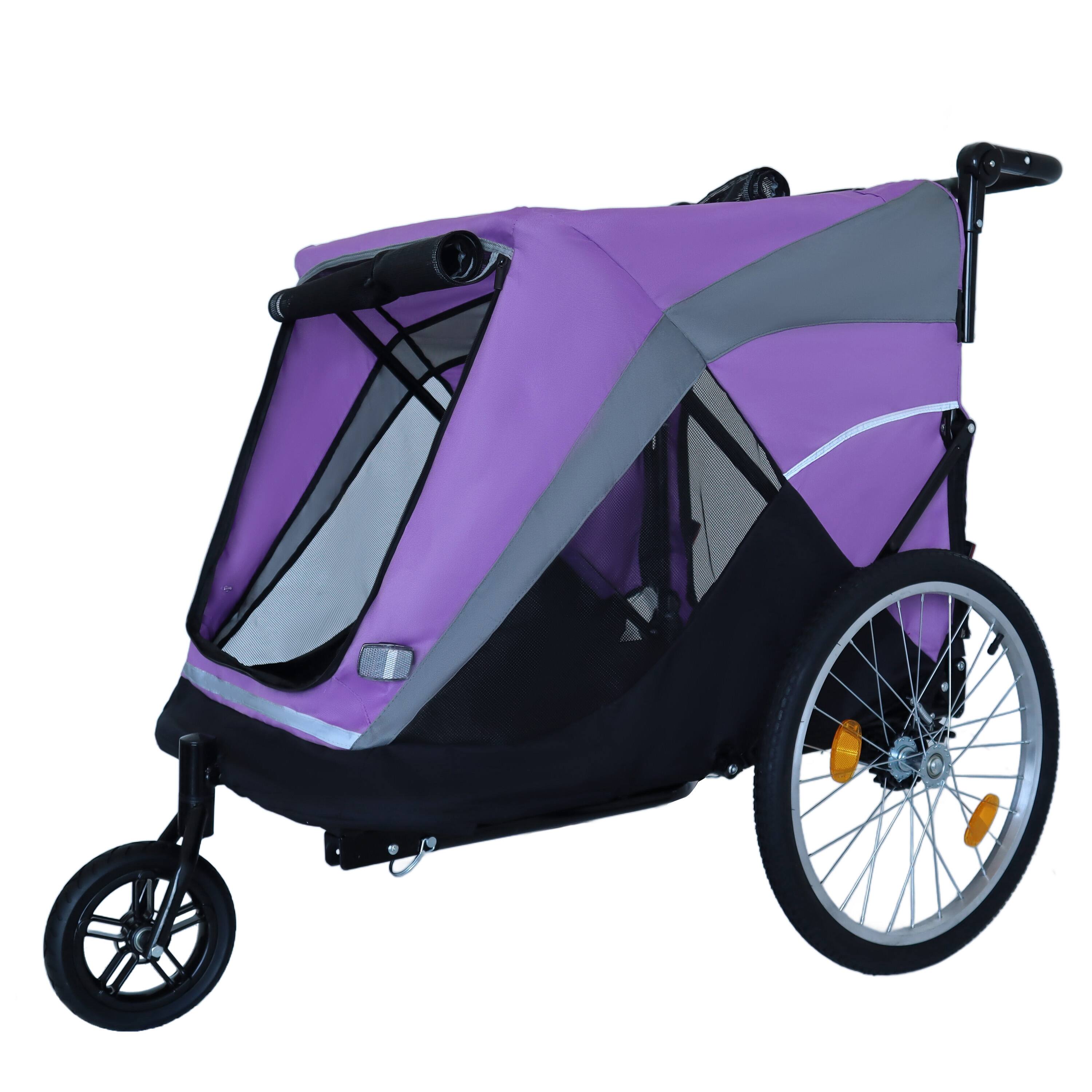 Alt View 8. Siljoy - 2‑in‑1 Bike Trailer & Push Cart for Pets, 100 lb Capacity with Detachable Hitch, Swivel Wheel & Storage Pockets.