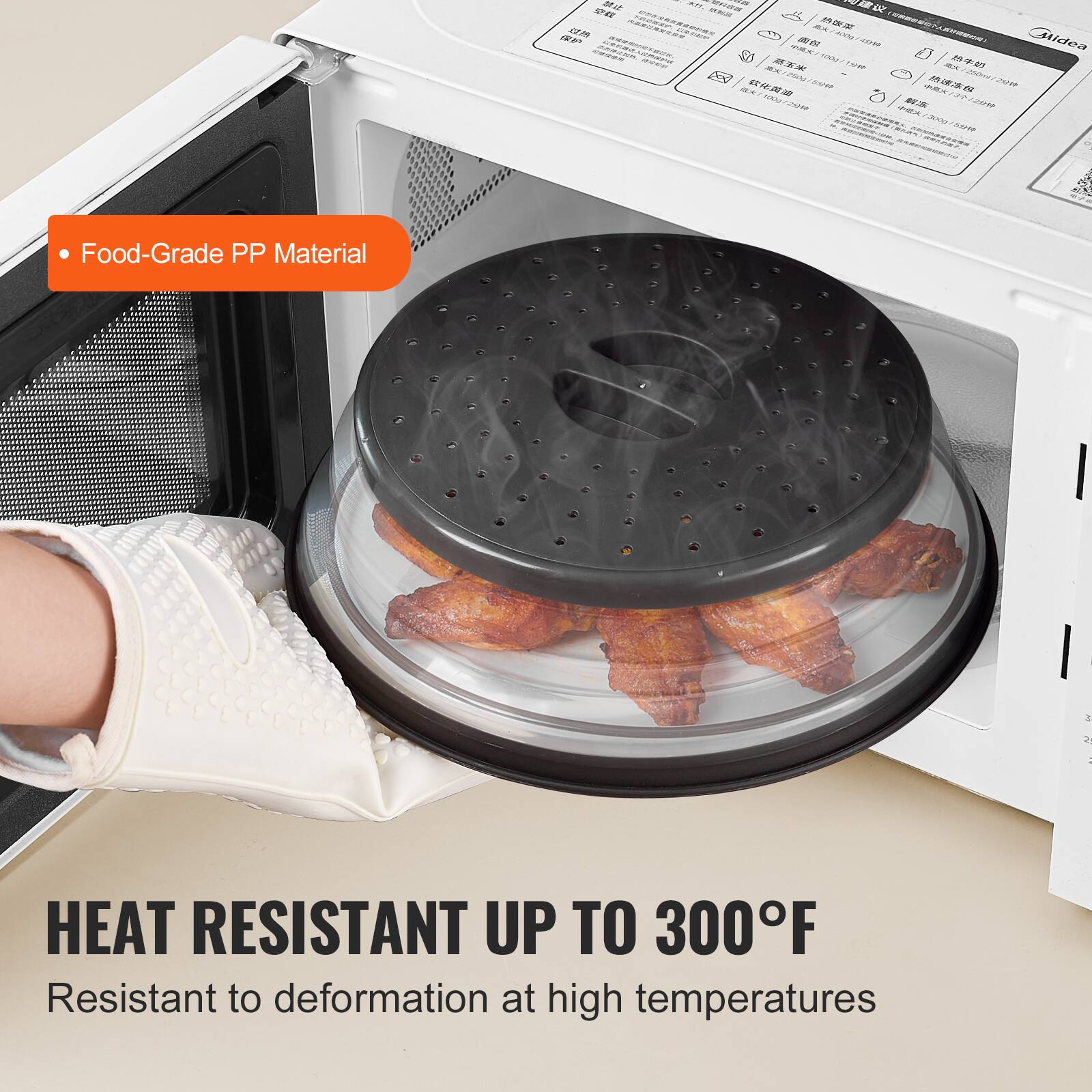 4 B 2 N -- D .. 202 - R Midea caer a 0 aE / 2Ee N 1A1000 Food-Grade PP Material - HEAT RESISTANT UP TO 300°F Resistant to deformation at high temperatures