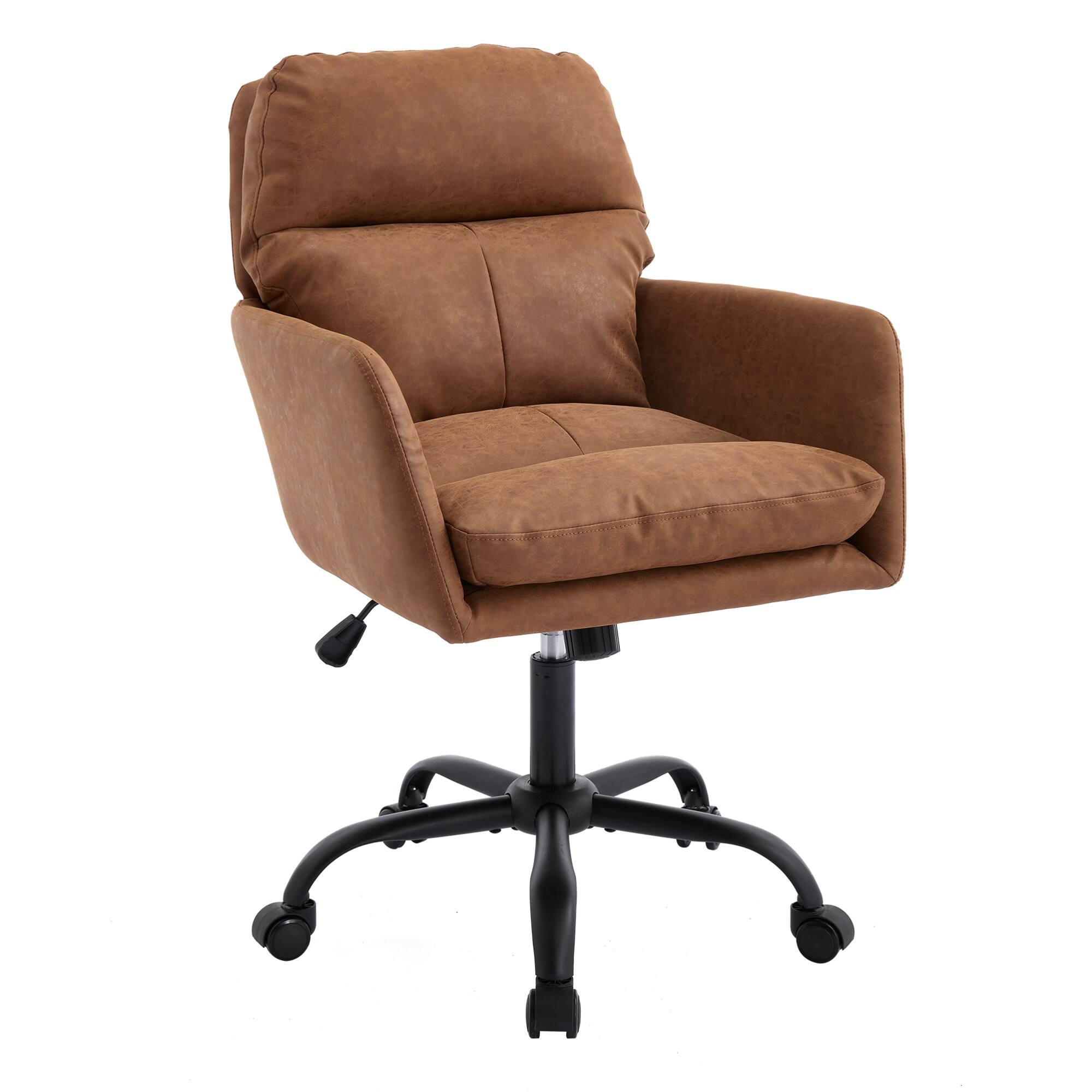 Alt View 6. GOODSILO - Ergonomic Executive Office Chair with Adjustable Height and PU Leather Upholstery - Brown.