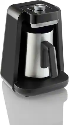 Arc - Arzum Okka Rich Spin Pro Turkish Coffee and Hot Beverage Maker, Velvetiser, Milk Frother, 120V, 5 Cups, Chrome - Black