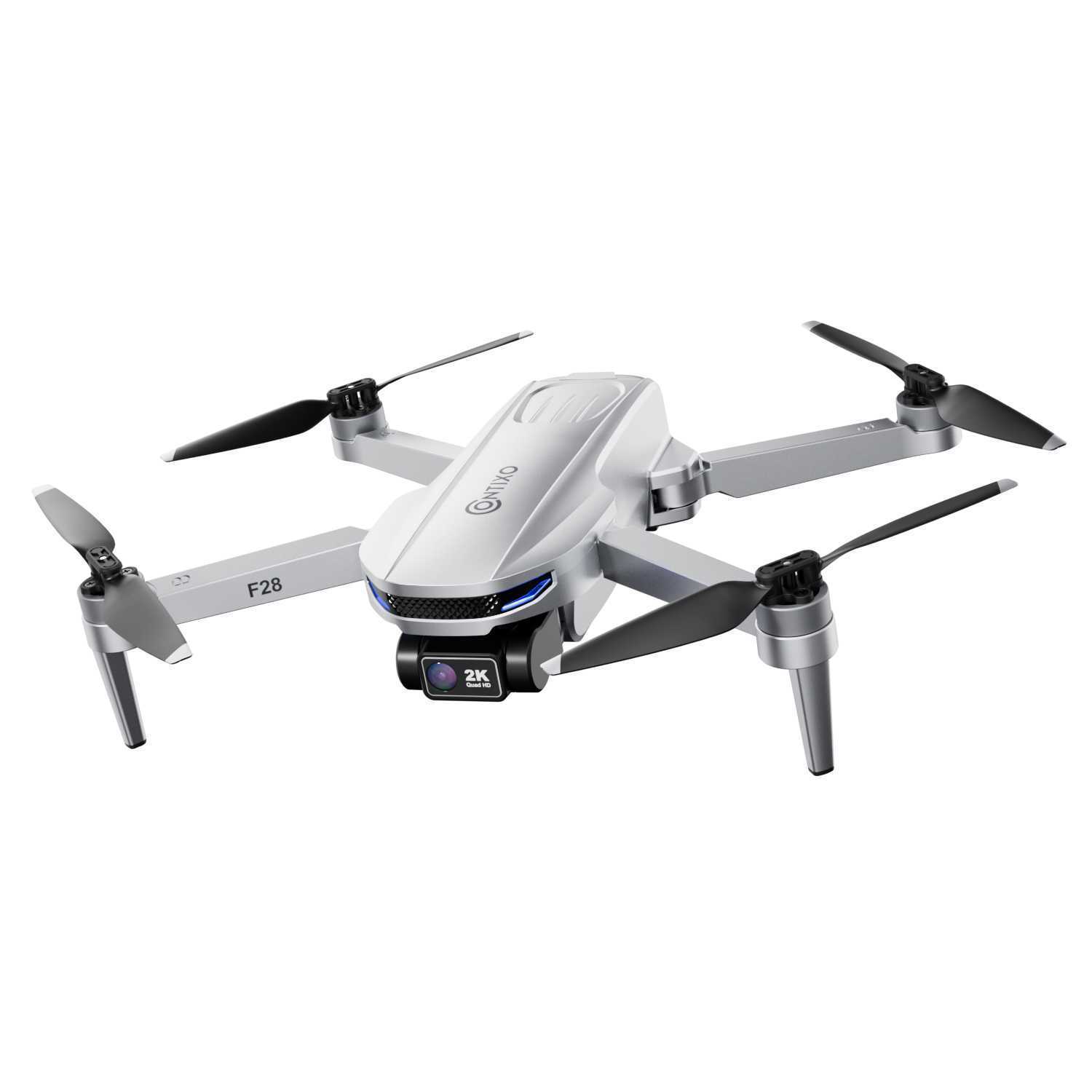 Angle View: Contixo - F28 GPS Drone with Remote Controller - Silver