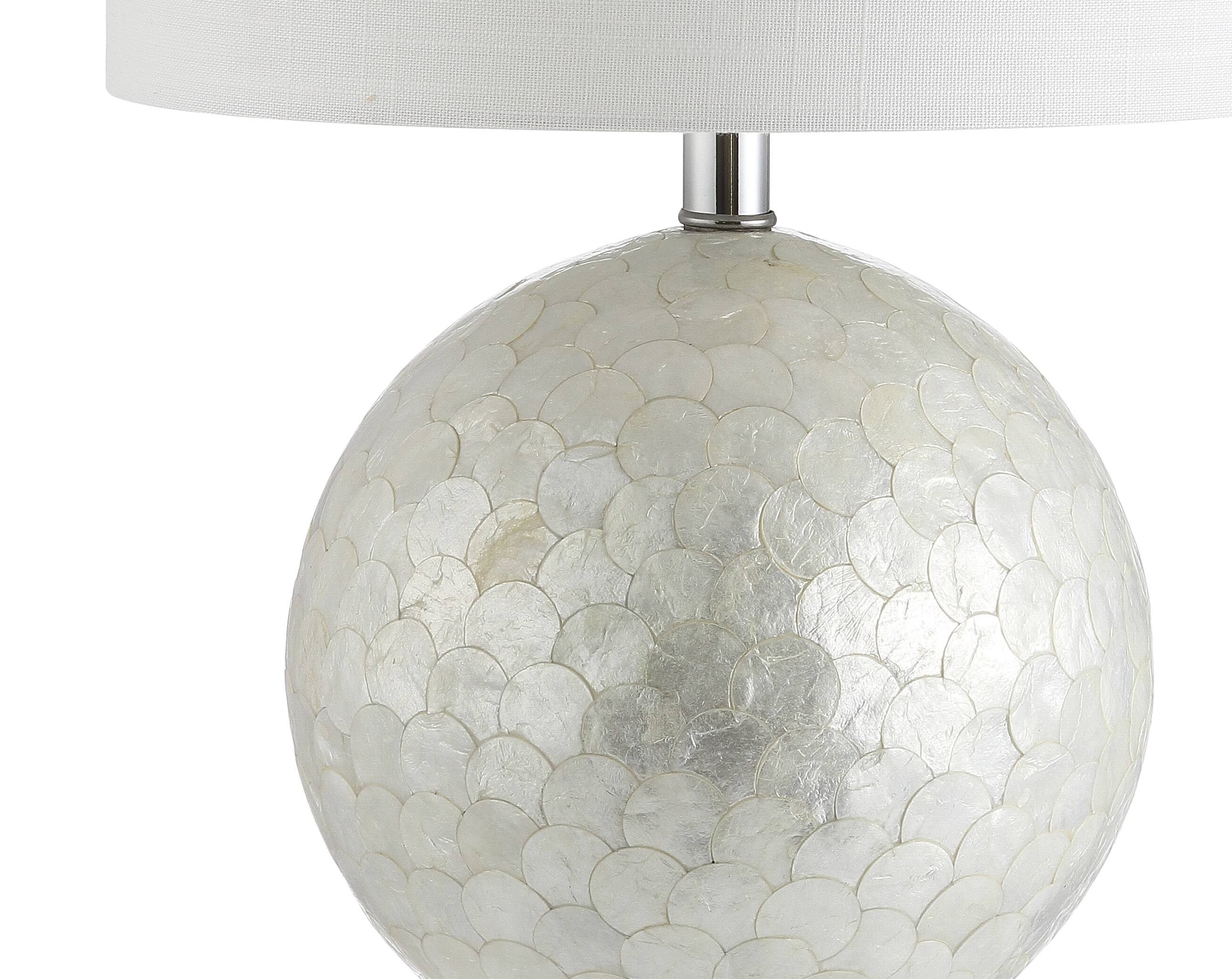 Alt View 6. Jonathan Y - Zuri 23.5" Coastal Contemporary Capiz Seashell Sphere LED Table Lamp, Pearl/White - Pearl White.