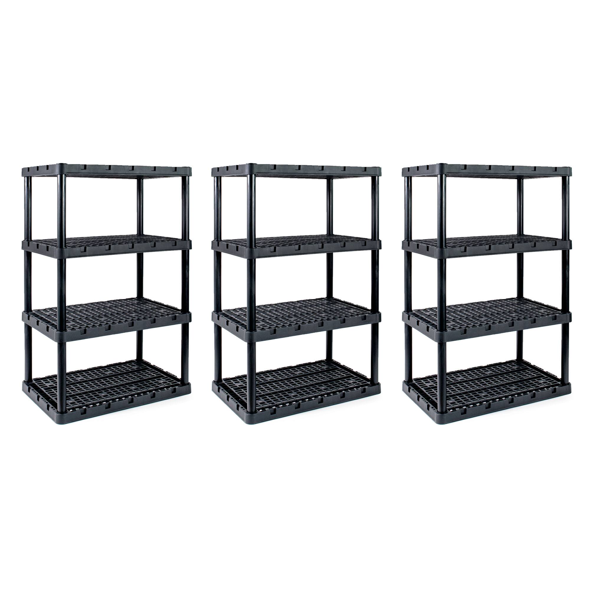 Gracious Living - XL 4 Shelf Knect A Shelf Ventilated Storage, 3 Pack - Black
