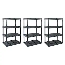 Gracious Living - XL 4 Shelf Knect A Shelf Ventilated Storage, 3 Pack - Black