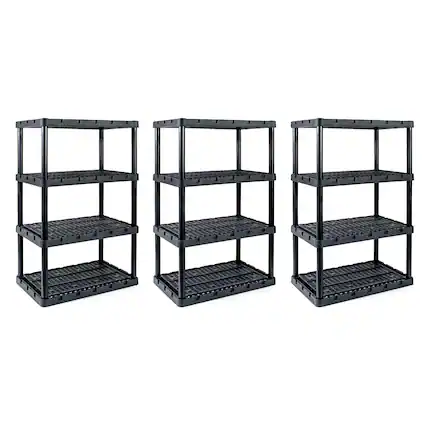 Front. Gracious Living - Gracious Living XL 4 Shelf Knect A Shelf Ventilated Storage, Black, 3 Pack - Black.