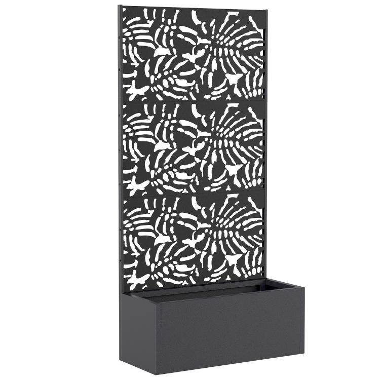 Alt View 10. PULUZ - Metal Planter Box with Trellis, 71 inch Tall Raised Garden Bed with Privacy Screen and Drainage Holes - Black.