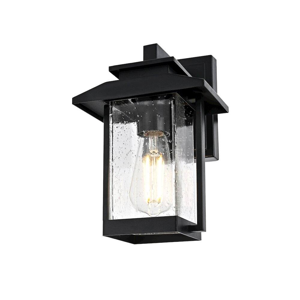 Left. Elegant Lighting - Tioga 7 inch Outdoor Pendant in Black - Black.