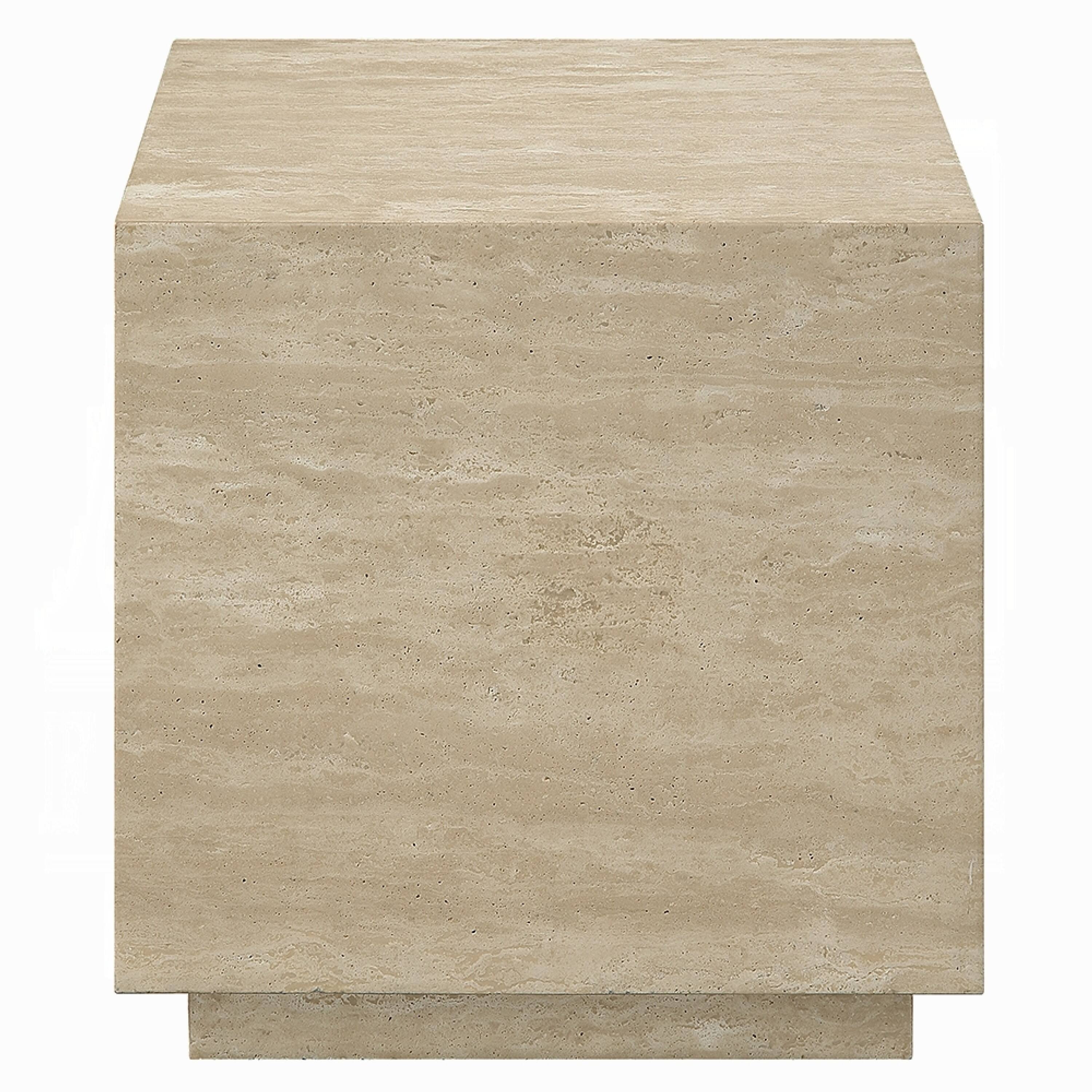 Alt View 1. Manhattan Lane - Lory Side End Table, 19 Inch Square Travertine Top - Beige.
