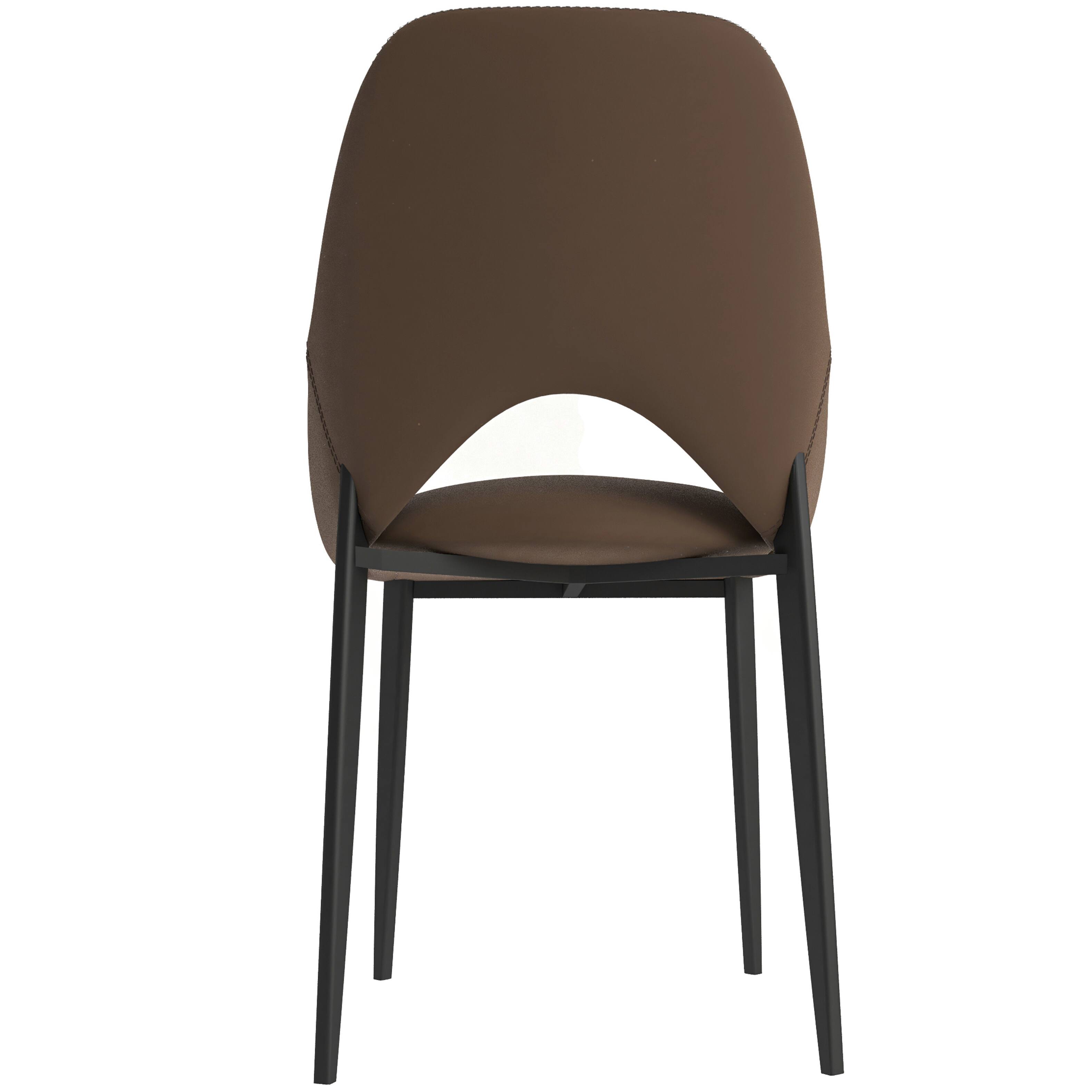 Alt View 5. LeisureMod - Amalfi Modern Upholstered Fabric Dining Chair, Curved Open Back Accent Side Kitchen Chair with Metal Legs - Dark Brown.