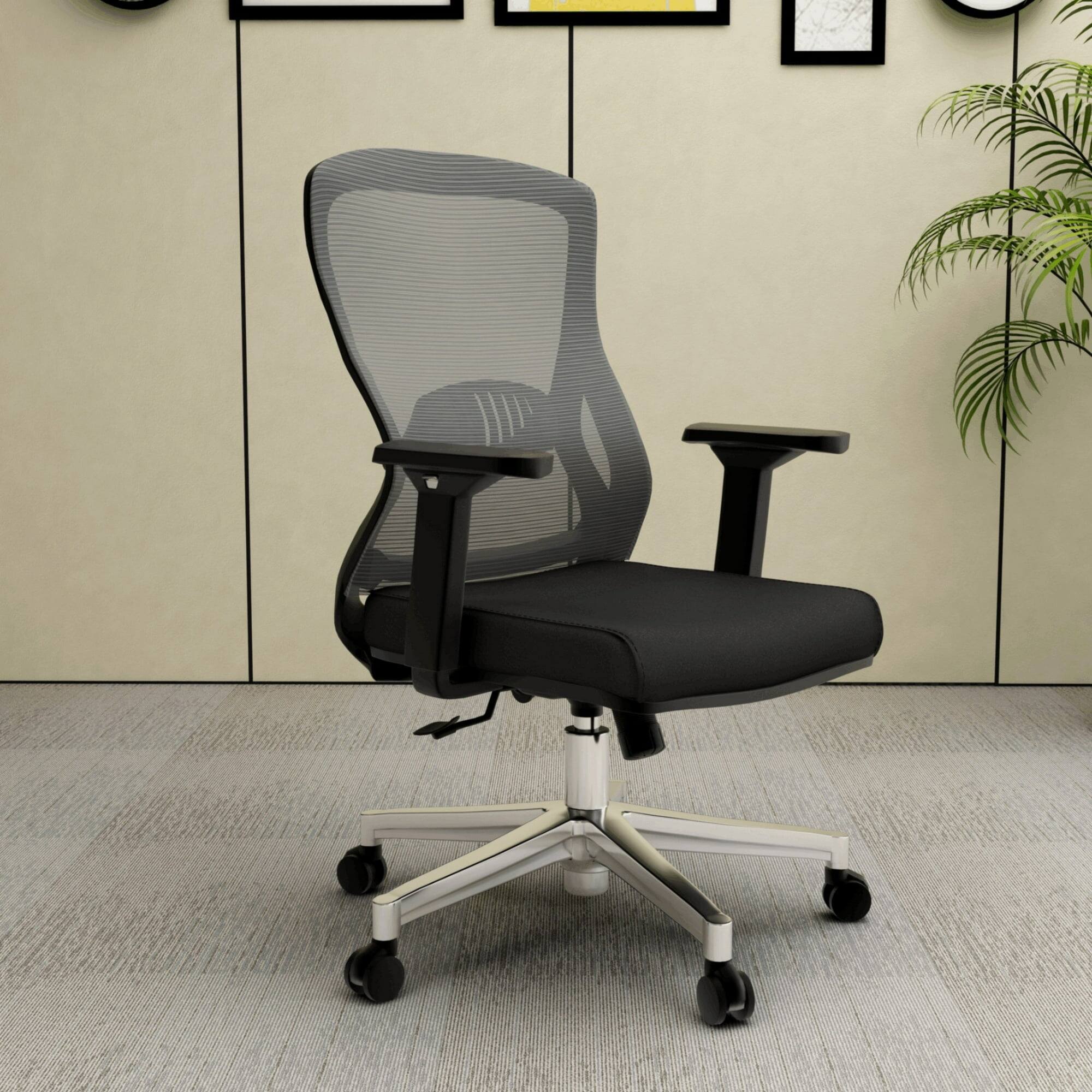 Left. LeisureMod - Adorit Office Chair Ergonomic Mid-Back Mesh Computer Chair with Swivel & Tilt – Comfortable Desk Chair - Light Grey.