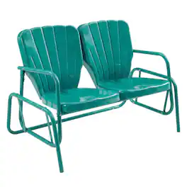Crosley Furniture - Ridgeland Retro Outdoor Loveseat Glider - Turquoise Gloss