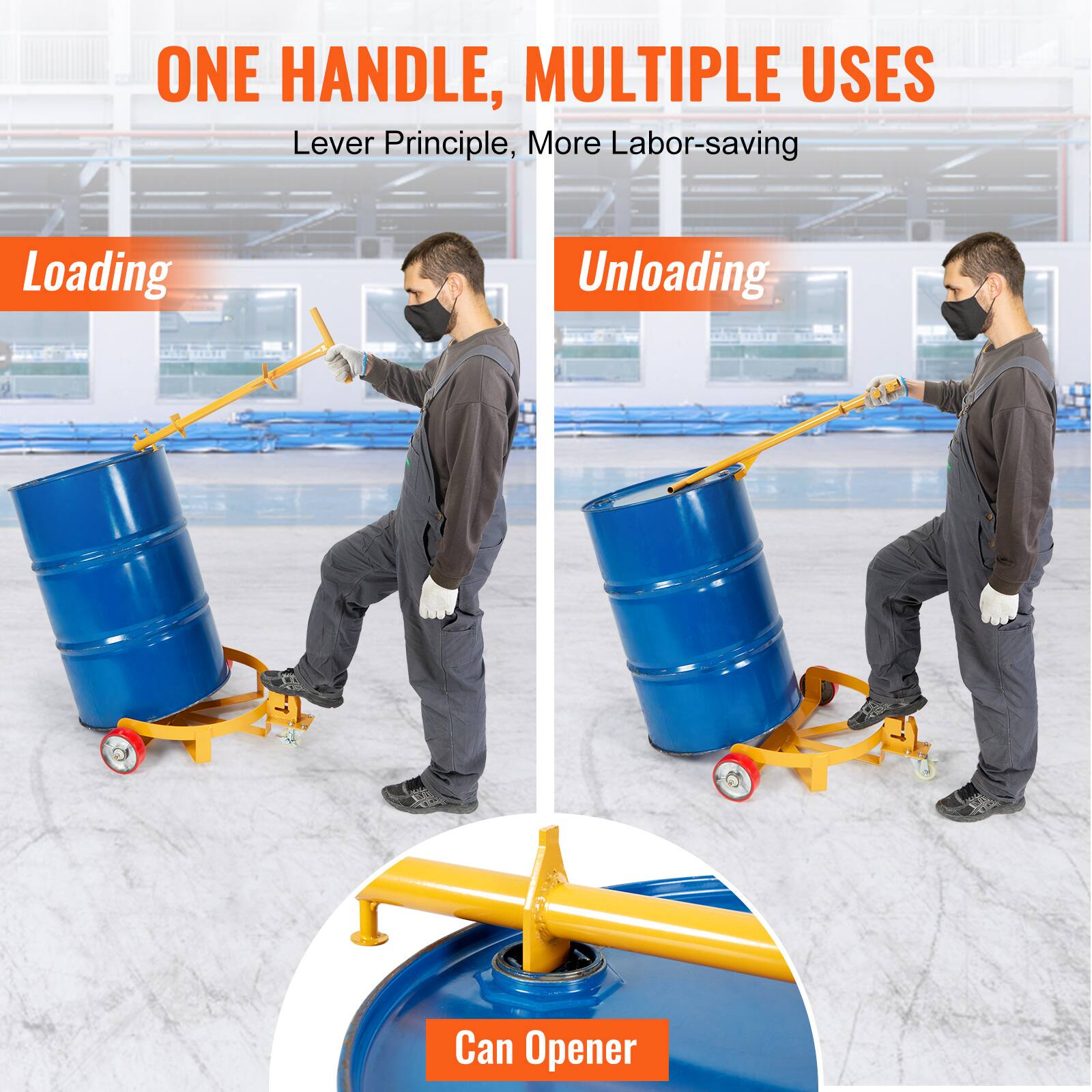ONE HANDLE, MULTIPLE USES  
Lever Principle, More Labor-saving  

Loading  
Unloading  

Can Opener