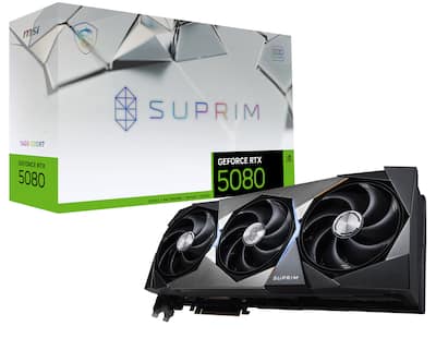 MSI NVIDIA GeForce RTX 5080 16G SUPRIM SOC 16GB GDDR7 PCI Express MSI NVIDIA GeForce RTX 5080 16G SUPRIM SOC 16GB GDDR7 PCI Express