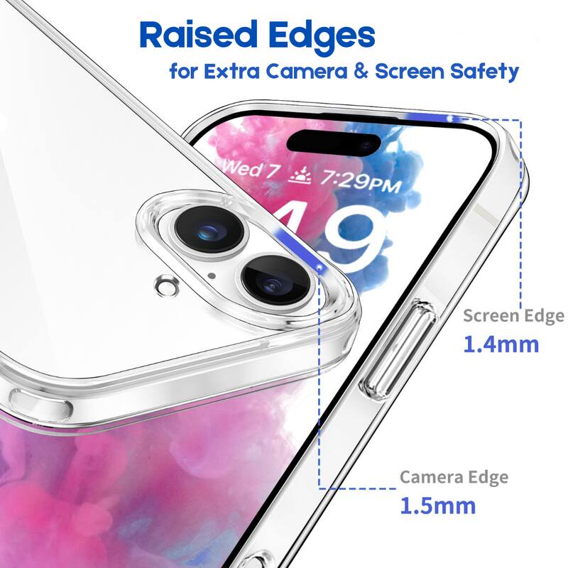 Raised Edges  
for Extra Camera & Screen Safety  

Screen Edge 1.4mm  
Camera Edge 1.5mm