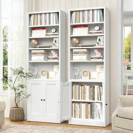 Anysun - 71" Sturdy Industrial Design Metal Bookcase with Adjustable Shelf Unit, 1 PC - White