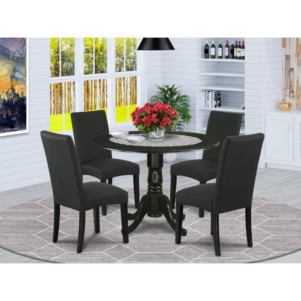 Back. East West Furniture - Dining Room Set Black - Brown.
