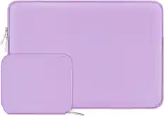 Front. mosiso - 16 inch Laptop Sleeve with Neoprene Padding and Small Accessory Pouch - fits 15–16 inch Notebooks - Purple.