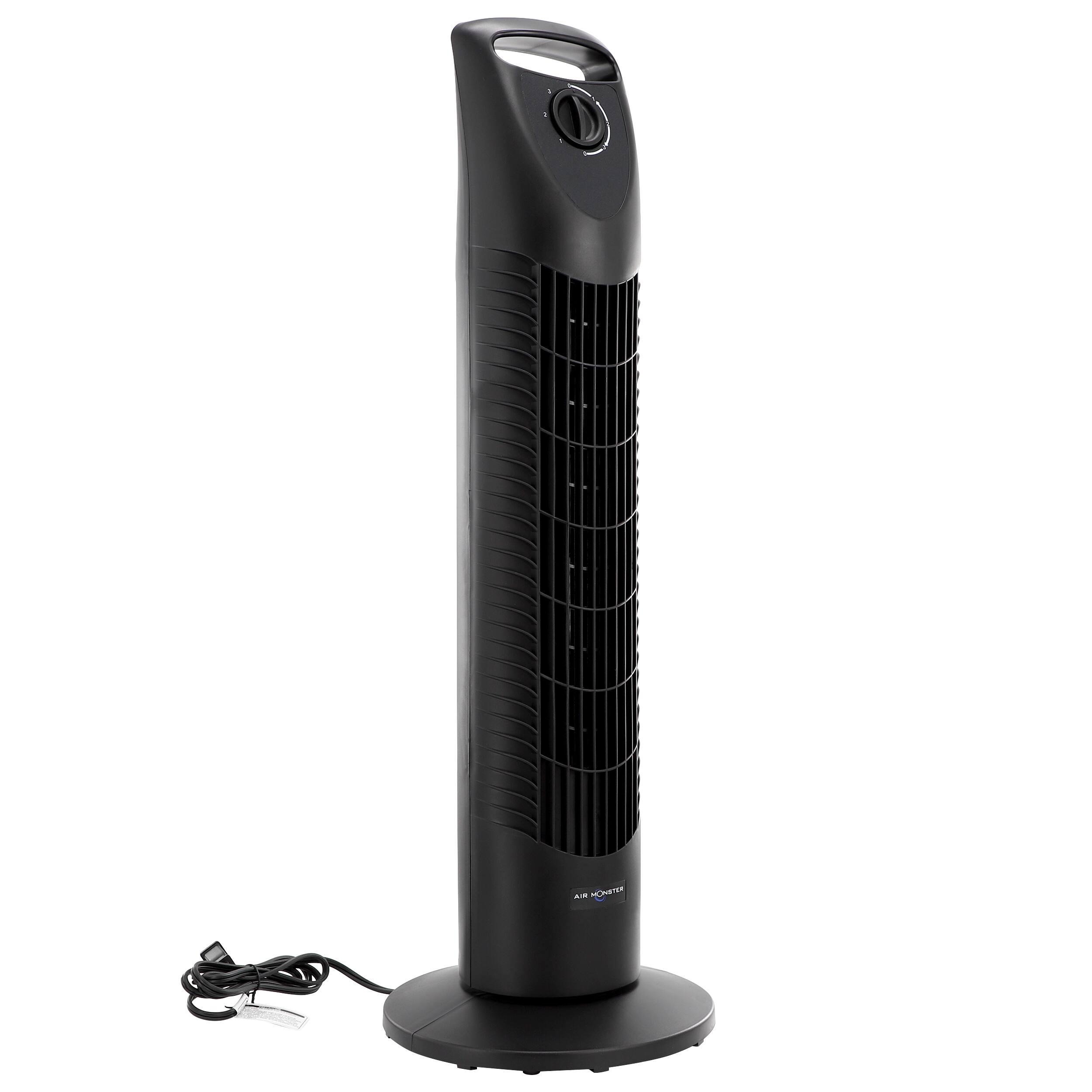 Front. Air Monster - Air Monster 30 Inch 3 Speed Oscillating Tower Fan in Black - Black.