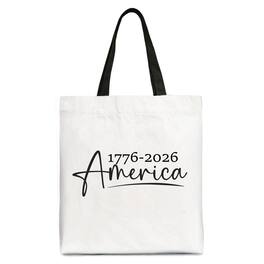 OrnamentallyYou - 251 Years American Anniversary Tote Bag, 4th of July Minimalistic Patriotic 1776–2026 Gift Shopper - White Black