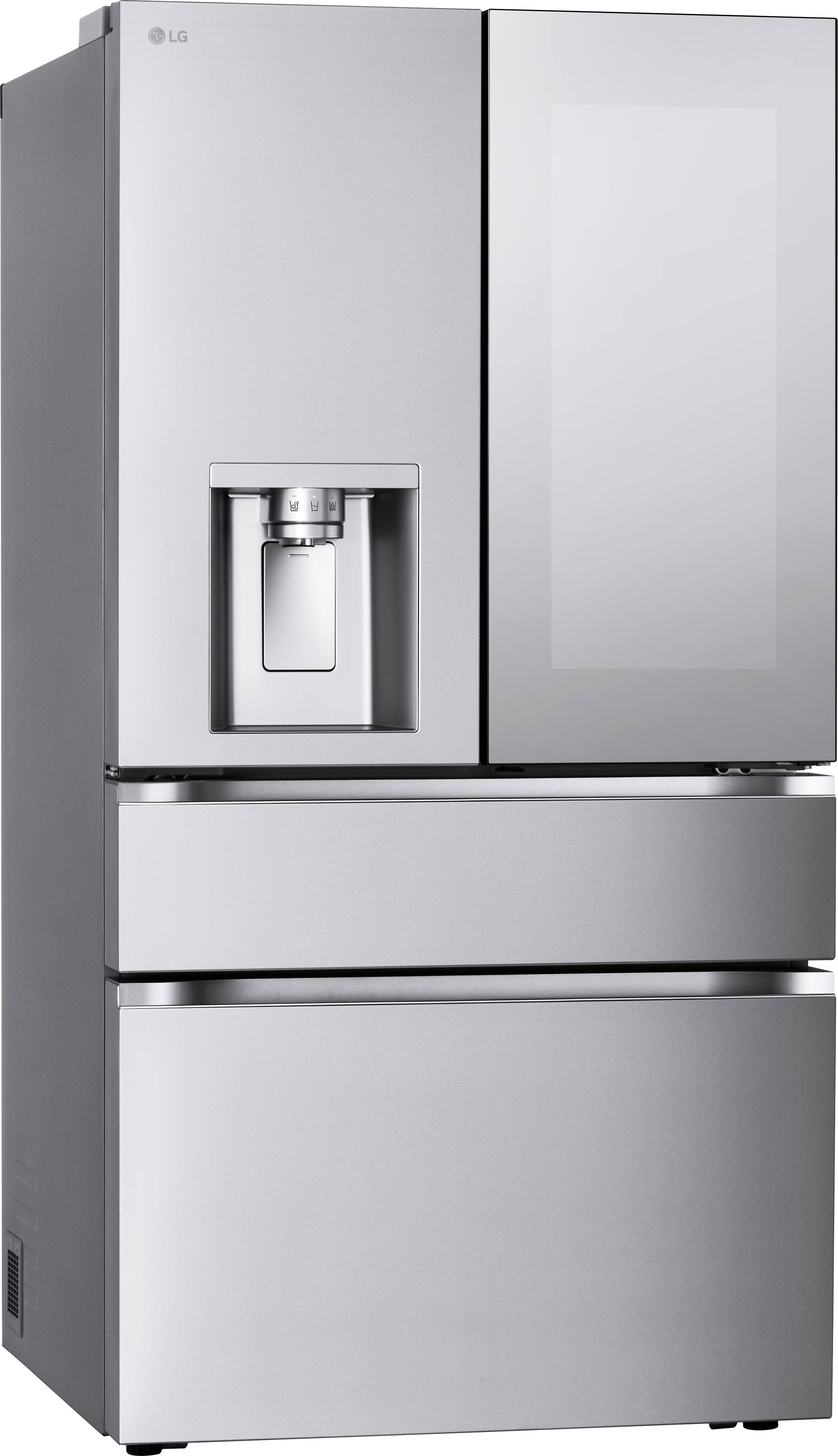 Angle. LG - Standard-Depth MAX 28.6 Cu. Ft. French Door-in-Door Smart Refrigerator with Mini Craft Ice - PrintProof Stainless Steel.