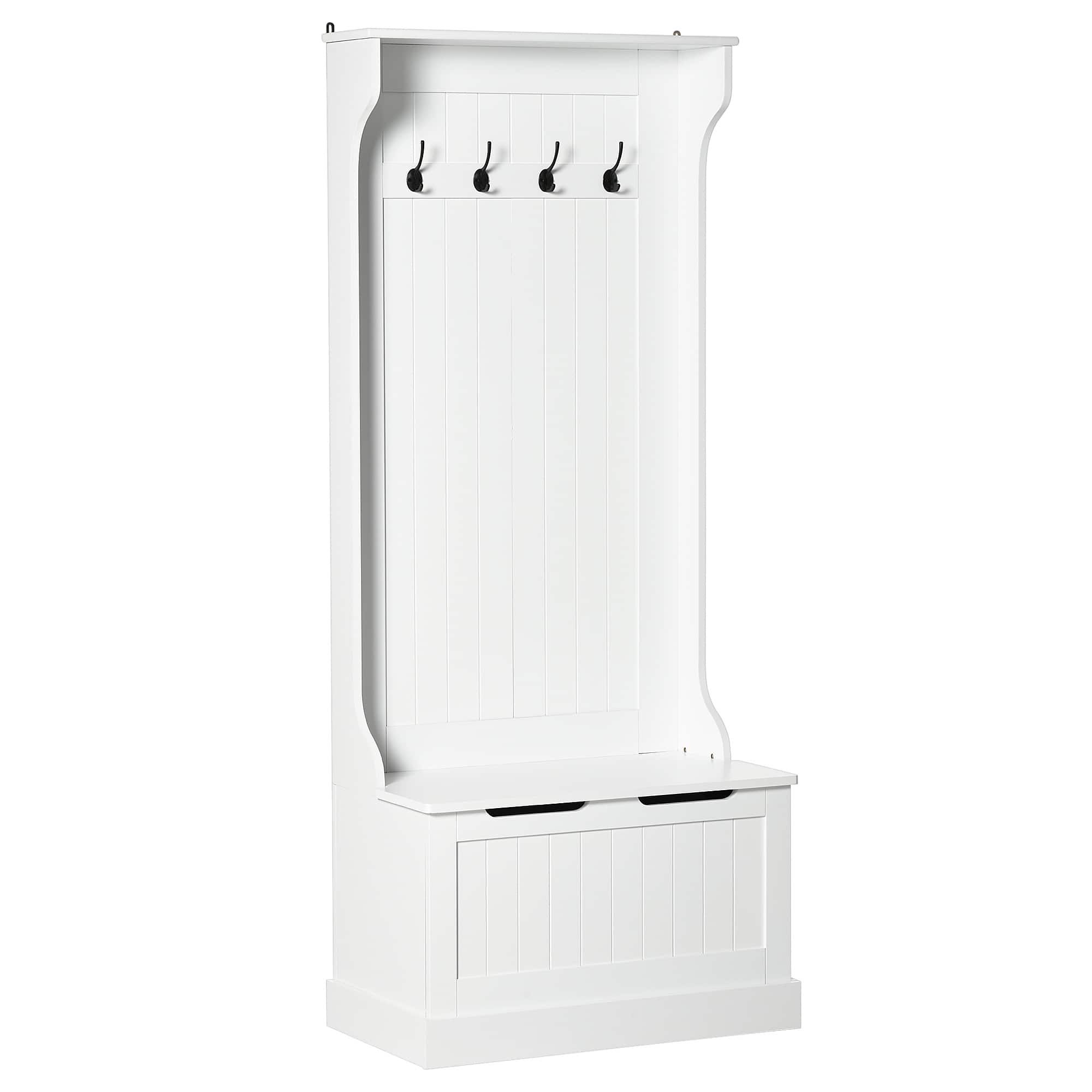 Homcom - Hall Tree with Coat Rack, Storage - White