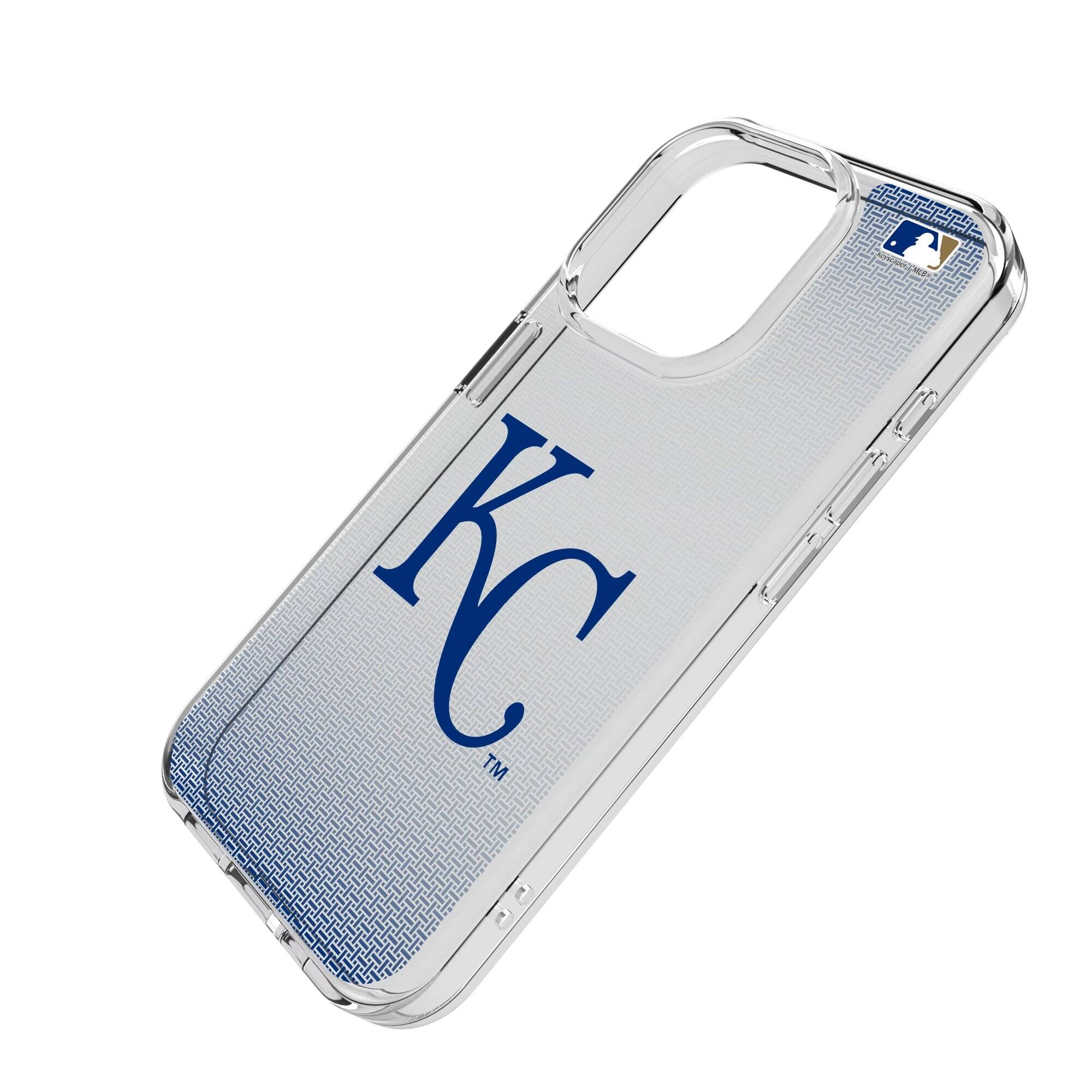 Alt View 1. Keyscaper - Kansas City Royals Linen Logo iPhone Clear Case - 15 Pro Max - Multicolor.