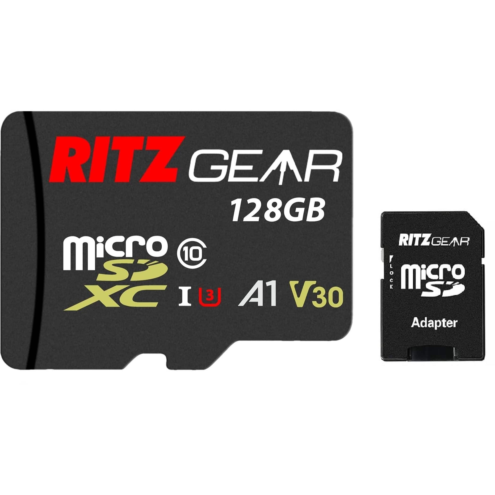 RITZ GEAR 128GB  
Micro SDXC  
Class 10  
U3  
A1  
V30  
XC  
Adapter