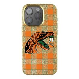 Keyscaper - NCAA - Florida A&M Rattlers Plaid Bling iPhone Case - 15 - Gold