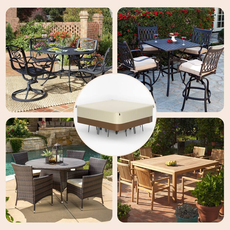 Rectangle Drawstring Covers Topteng 420D Waterproof Square Patio Furniture Cover Heavy Duty Oxford ...