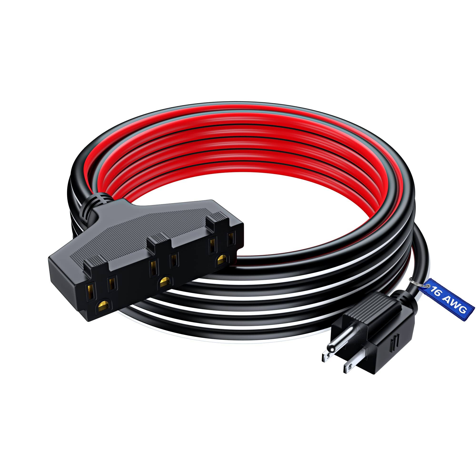 Front. Maximm - Extension Cord 25 ft, SJTW Extension Cord with Multiple Outlets, 16 Gauge ETL Listed - Black, White and Red.