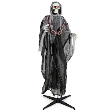 Front. Boyel Living - 6.4ft Spooky Halloween Decoration Light-Up Grim Reaper with Sound and Motion - Black.