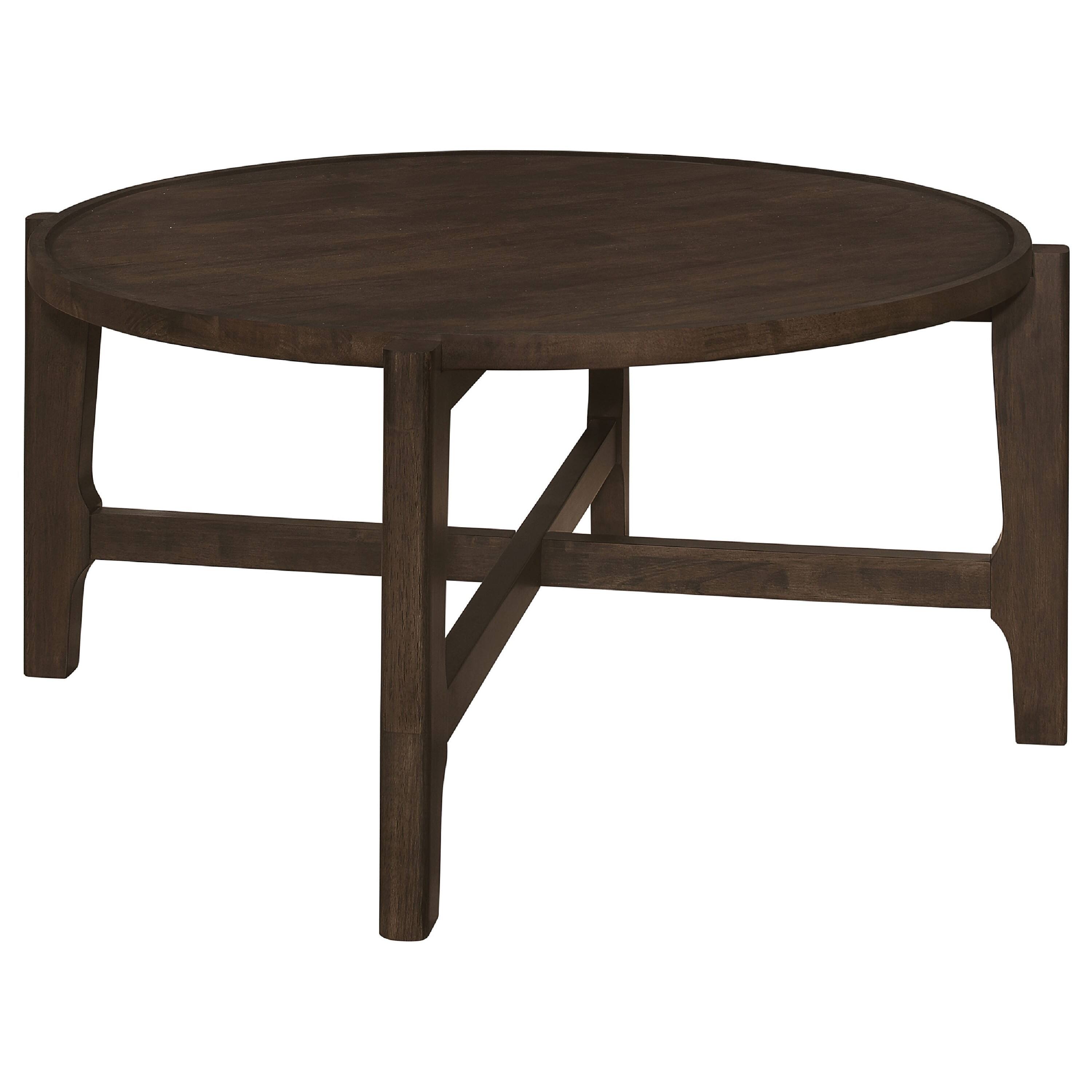 Alt View 4. Manhattan Lane - Katie 2Pc Coffee and End Table Set, X-cross Base, Solid Wood - Brown, Black.