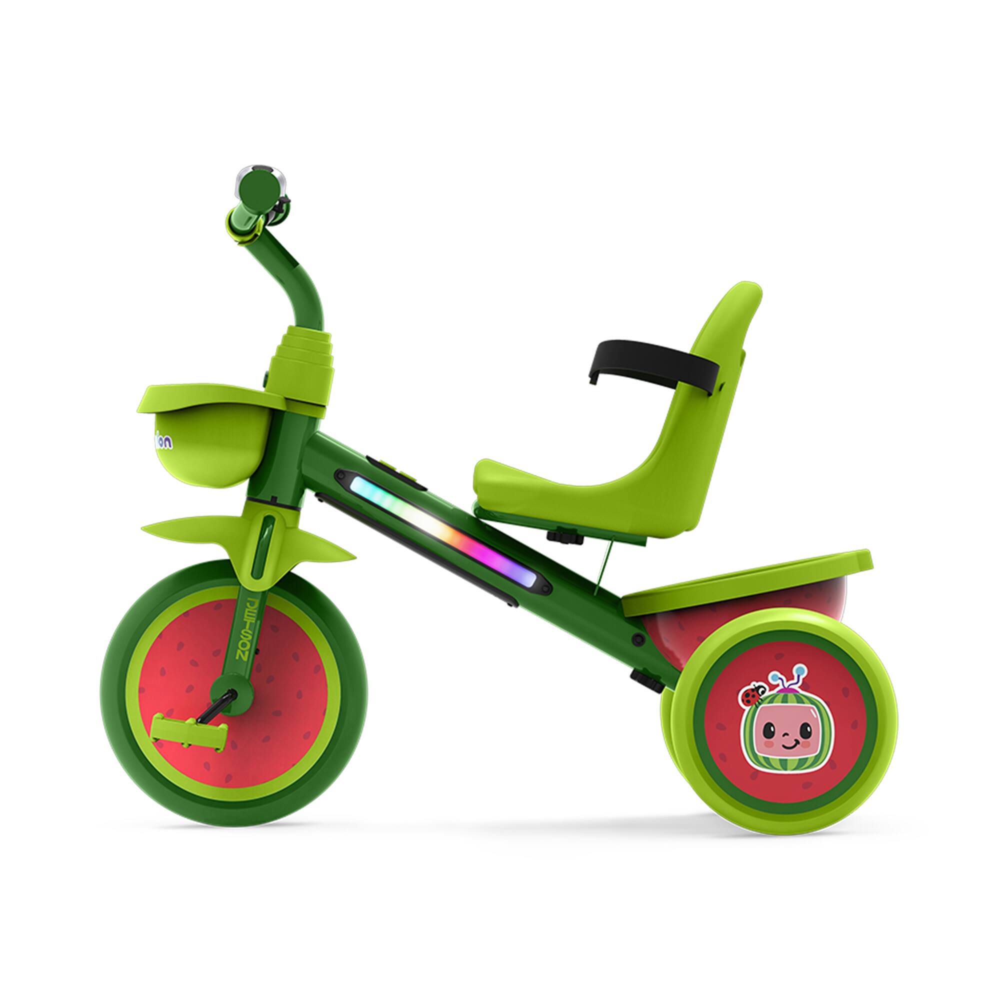 Alt View 5. Jetson - Jetson CoComelon Light-Up Trike with Front and Rear Baskets, Seatbelt and Bell - Green.