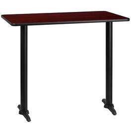 Flash Furniture - Stiles 30'' x 48'' Rectangular Mahogany Laminate Table Top with 5'' x 22'' Bar Height Table Bases - Brown