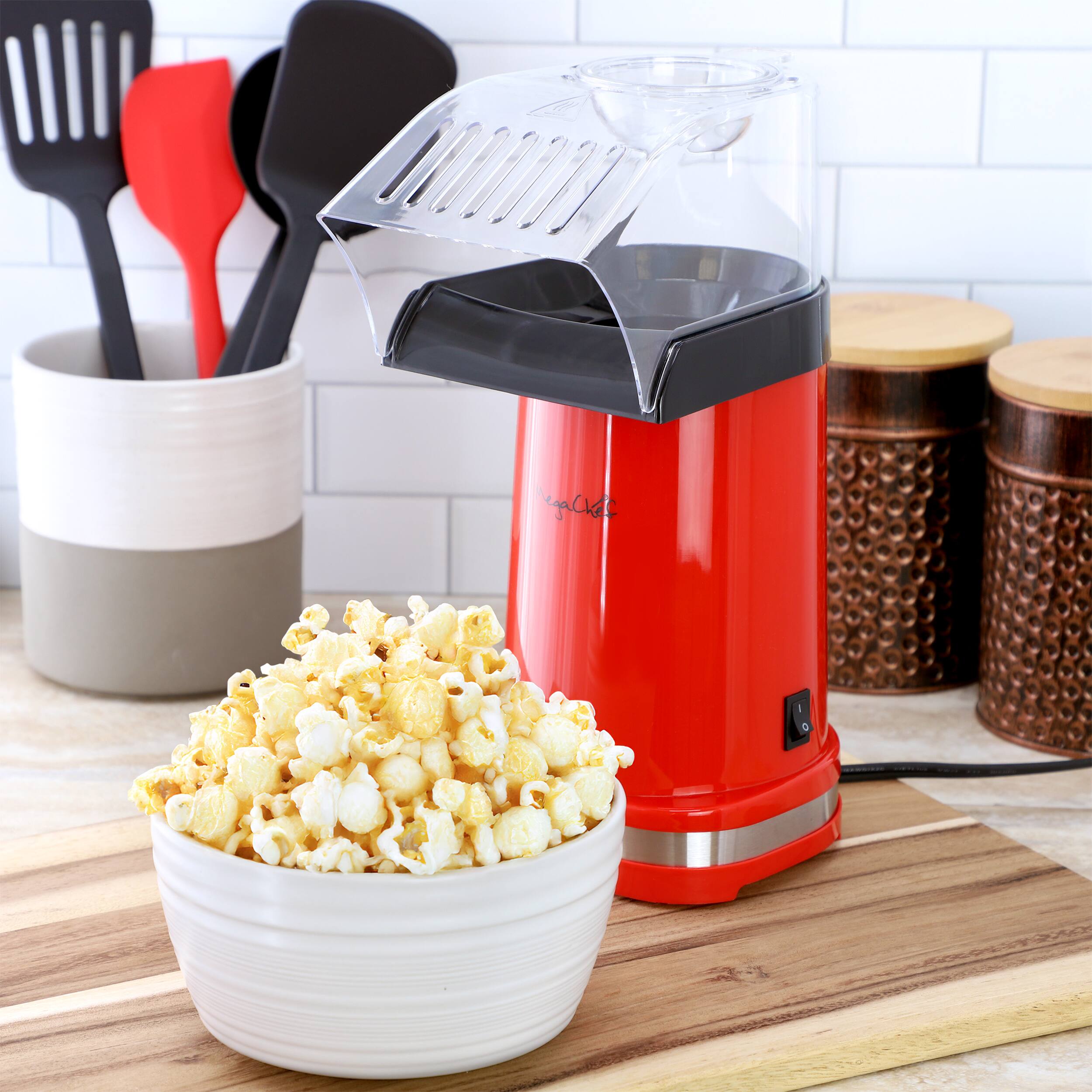 Alt View 4. MegaChef - MegaChef Hot Air Popcorn Maker/Popper in Red - Red.