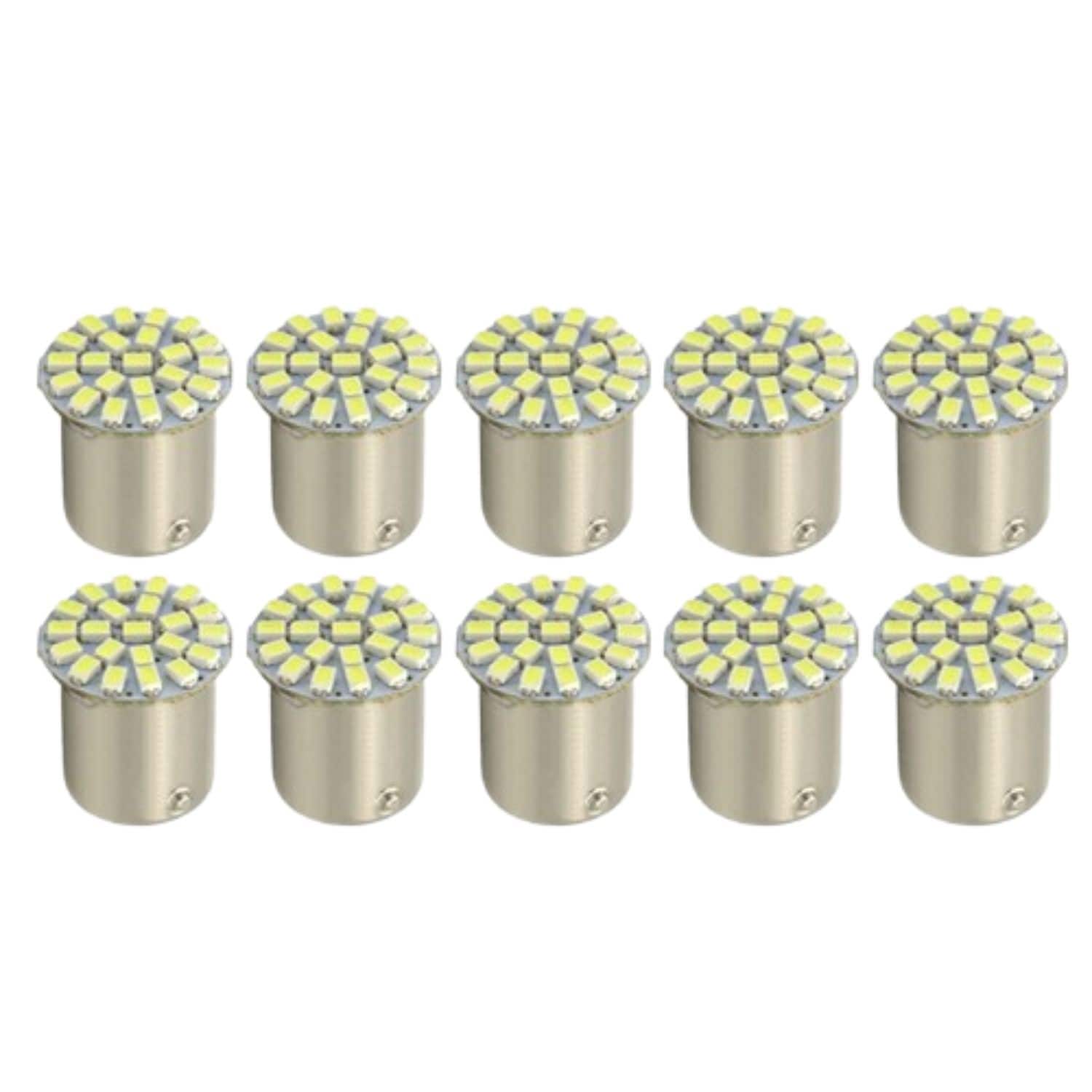 Home Collection - 10× 1157 BAY15D White LED Bulbs – 22-SMD Brake, Tail, and Turn Signal Light Lamps