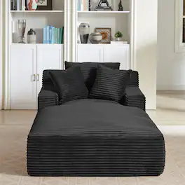 Chic Crate - Plush Corduroy Cloud Floor Sofa Bed for Living Room - Black