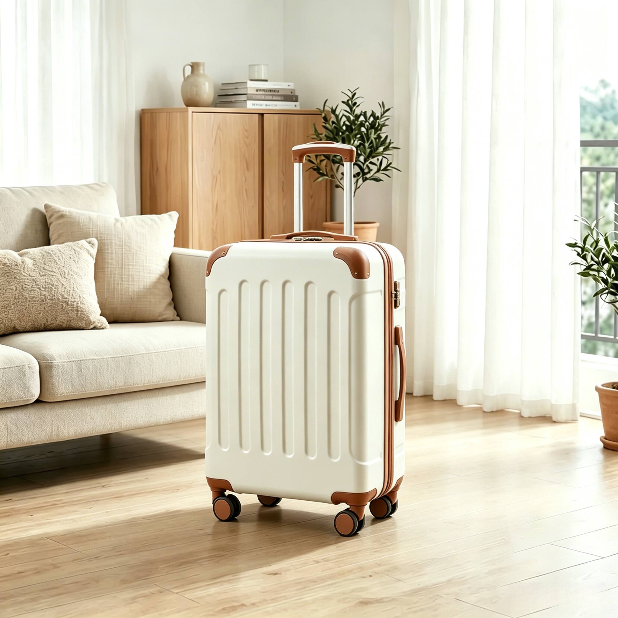 Angle. LUGGEX - LUGGEX 28" Hardside Luggage with  Spinner Wheels and TSA Approved Lock - EX-Lite - White.