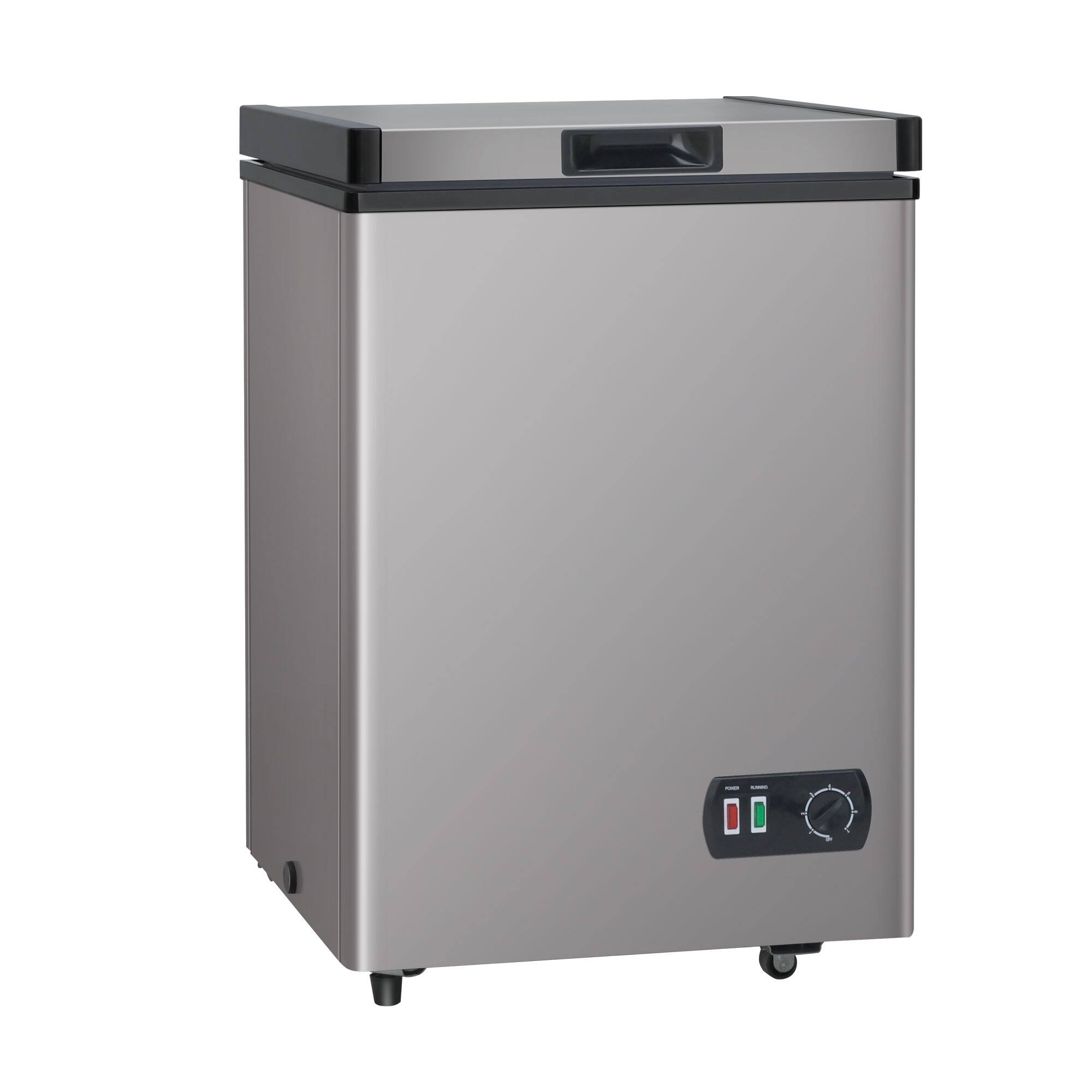 Back. Parrot Uncle - 4.2 Cu. Ft Compact Garage-Ready Chest Freezer, Manual Defrost - Black.