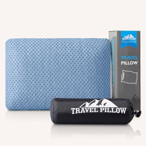 Pacoar Cade - Travel Pillow Memory Foam Pillows Camping Pillow-compressible Medium Firm Breathable Cover Ideal Backpacking Hiking Bed - Blue-S-15.7*9.8in