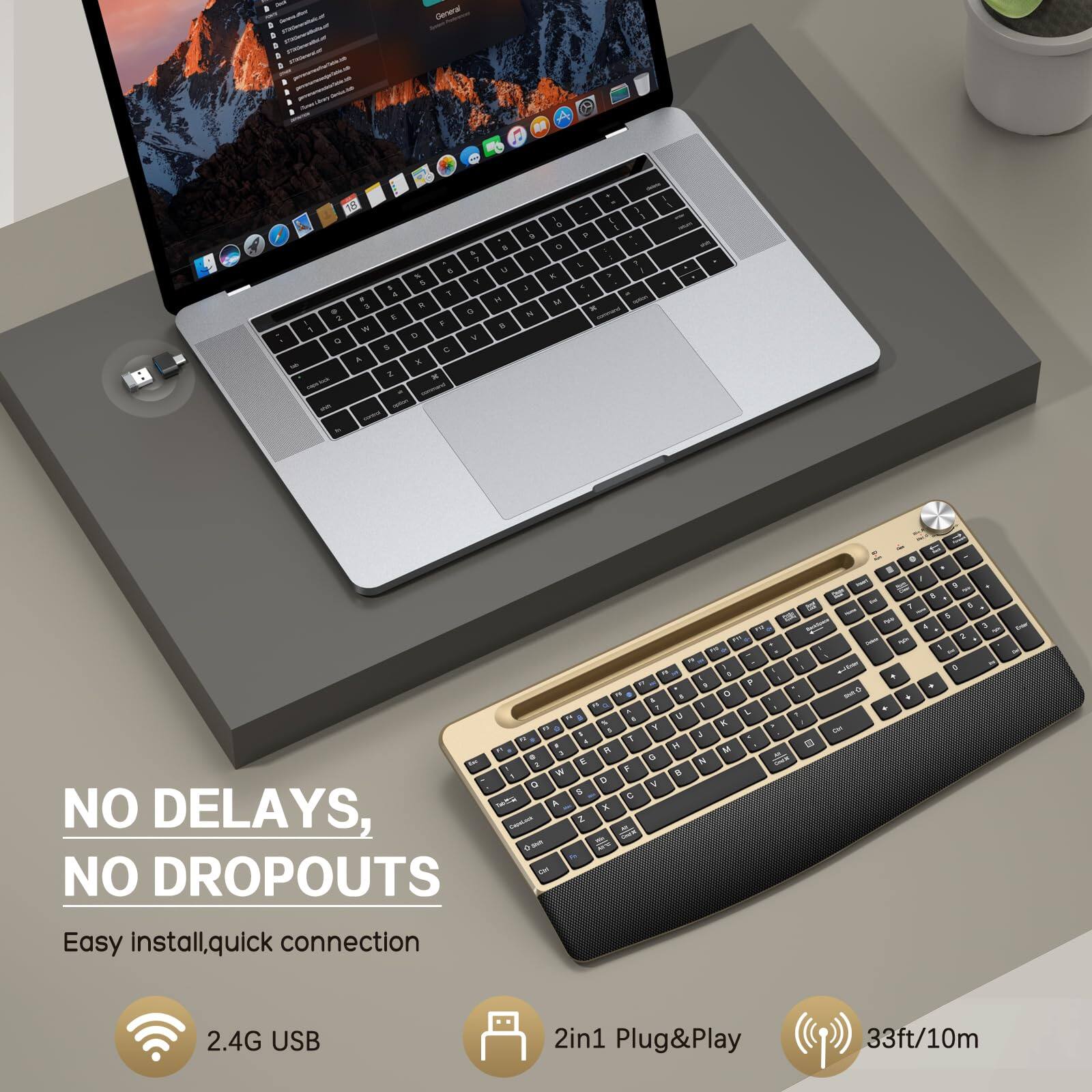 NO DELAYS, NO DROPOUTS  
Easy install, quick connection  
2.4G USB  
2in1 Plug&Play  
33ft/10m